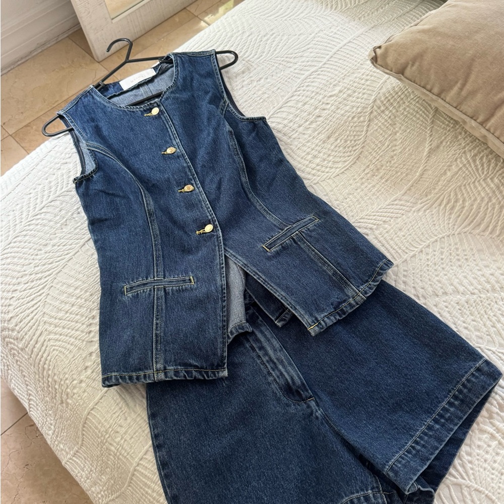 Meshki Denim Vest and Shorts Set